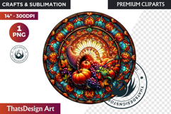 Autumn Thanksgiving Stained Glass PNG, Fall Pumpkin clipart Product Image 1