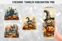 Watercolor Halloween Tumbler Wrap Sublimation Designs Product Image 1