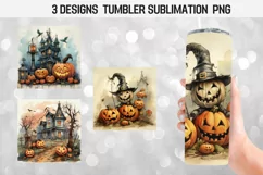 Watercolor Halloween Tumbler Wrap Sublimation Designs Product Image 1