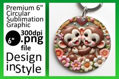 Chic Round Design for Keychain PNG , Sweet Animals Product Image 1
