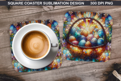 Easter Flower Coaster Sublimation, Easter Coaster PNG Design Product Image 1