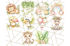 Pastel Safari Jungle Baby Animals PNG Clipart, Nursery Product Image 5