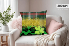 Green and Gold Leopard Glitter Pillow PNG Sublimation Design Product Image 1