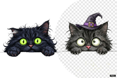Halloween Peeking Black Cats PNG Clipart Product Image 1
