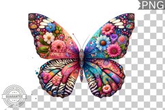 Vibrant Floral Butterfly Sublimation - Clipart PNG Design Product Image 1