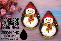 Bright Teardrop Earrings Design for Sublimation , Snowman Product Image 1