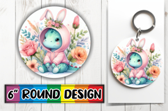Bright Circle Keychain Design, Dino Product Image 1