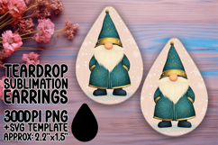 Playful Teardrop Earrings Sublimation Template , Gnome Product Image 1