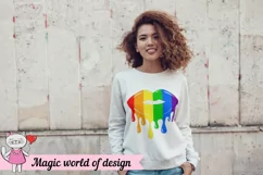 LGBT Rainbow Dripping Lips svg, Gay Pride svg for Cricut Product Image 6