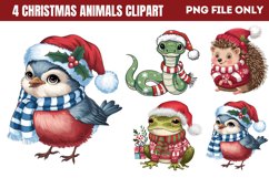 Woodland Christmas Animals Clipart PNG Product Image 1