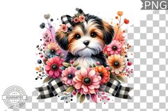 Dog With Flowers Sublimation - Clipart PNG Design Product Image 1
