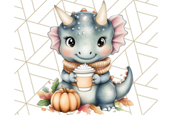 Fall Dinosaur PNG Clipart with Autumn Elements, Cute Dino Product Image 5