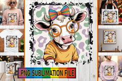 RADIANT TSHIRT Sublimation PNG, Cute Cow Product Image 1