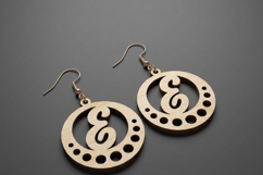 Alphabet Initial Earrings Laser Cut Template Wooden Monogram Product Image 6