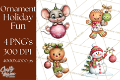 Christmas Characters on Ornaments PNG Clipart Product Image 1