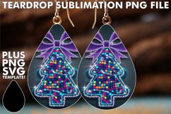 Bright TEARDROP Earrings Art PNG, Neon Xmas Product Image 1