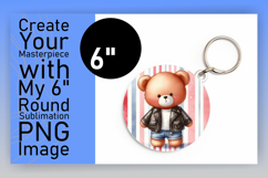 Lovely Keychain Round Design PNG , Teddy Bear Product Image 1