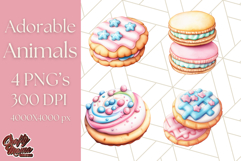 Pastel Sweet Treats Clipart, Ice Cream, Cakes, Donuts Png Product Image 1
