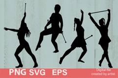 SVG majorettes, SVG majorette silhouette, SVG girl majorette Product Image 1