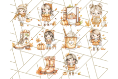 Pumpkin Spice Chibi Girls, Fall Accessories PNG, Cozy Autumn Product Image 5