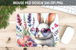 Watercolor Bunny Mouse Pad Sublimation - Valentines Png Product Image 1