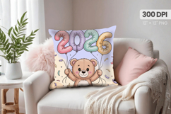 Happy New Year PNG Pillow, Festive New Year's Eve 2026 PNG Product Image 1
