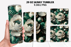 3D Flower Skinny Tumbler 20oz Wrap Design,Flowers Tumble PNG Product Image 1