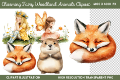 Charming Fairy Woodland Animals Clipart PNG Product Image 1