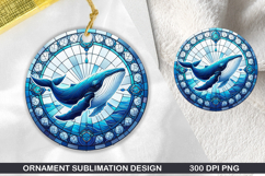 Shark Stained Glass Ornament PNG, Sublimation PNG Design Product Image 1