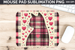 Watercolor Cat Mouse Pad Sublimation - Valentines PNG Design Product Image 1