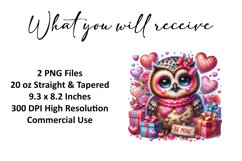 Valentine&#039;s Day Owl Tumbler Wrap Sublimation Design Product Image 2