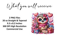 Valentine's Day Owl Tumbler Wrap Sublimation Design Product Image 2