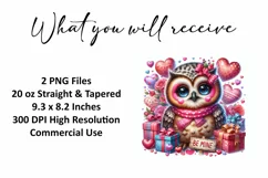 Valentine's Day Owl Tumbler Wrap Sublimation Design Product Image 2