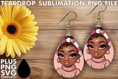 Joyful Teardrop Earrings Sublimation, Afro Girl Product Image 1