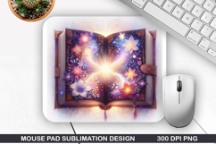 Book Flower Mouse Pad Sublimation, Animals Mouse Pad PNG Product Image 1