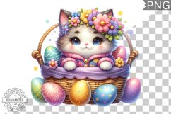 Easter Cat Sublimation - Easter Clipart PNG Design Product Image 1