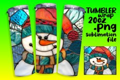 Snowman 3D Stained Glass Tumbler Wrap Winter Product Image 1