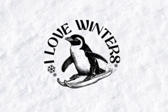 I Love Winters Penguin SVG, Winter Sports Sledding Cut File Product Image 3
