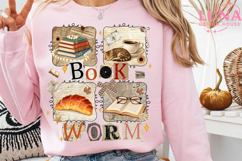 Boho Wildflower Bookworm Png, Bookish Png, Cottagecore Book Product Image 6