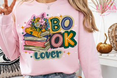 Boho Wildflower Book Lover Png, Reading Teacher Png Product Image 6
