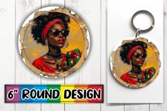 Holiday Keychain Round Design with Woman Portrait Product Image 1