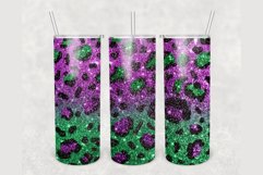 Purple Green glitter Ombre Cheetah 20 oz tumbler sublimation Product Image 1