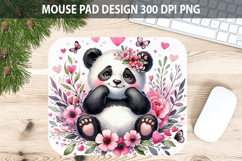 Watercolor Panda Mouse Pad Sublimation - Valentines PNG Product Image 1