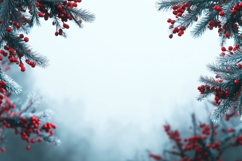 Winter Forest Background, Christmas Berry Background Design Product Image 1