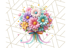 Pastel Flower Bouquet PNG Clipart, Elegant Floral Art Product Image 5