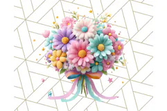 Pastel Flower Bouquet PNG Clipart, Elegant Floral Art Product Image 5