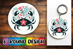 Cozy Keychain Round Design, Flower Animals Product Image 1