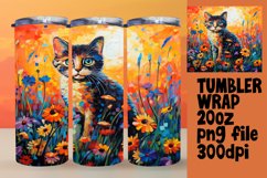 Cute Floral Kitty Tumbler Wrap for Sublimation Product Image 1