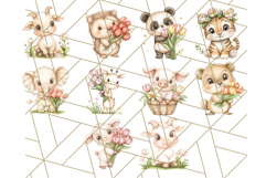 Cute Animals with Tulips PNG, Spring Flower Clipart Download Product Image 4