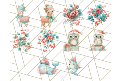 Coral and Aqua Christmas Clipart PNG, Pastel Holiday Art Product Image 5
